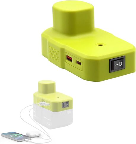 Compatible with Ryobi Power Inverter 18V Battery Adapter with U-S-B and Type C Port Power Source Charger Converter for One+ P743 18-Volt P107 P108 PBP005 PBP006 (Green) in Kuwait