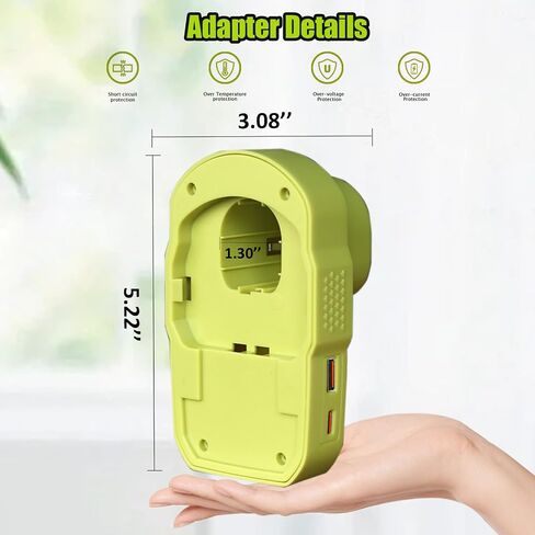 Compatible with Ryobi Power Inverter 18V Battery Adapter with U-S-B and Type C Port Power Source Charger Converter for One+ P743 18-Volt P107 P108 PBP005 PBP006 (Green) in Kuwait