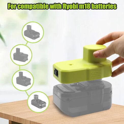 Compatible with Ryobi Power Inverter 18V Battery Adapter with U-S-B and Type C Port Power Source Charger Converter for One+ P743 18-Volt P107 P108 PBP005 PBP006 (Green) in Kuwait