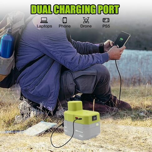 Compatible with Ryobi Power Inverter 18V Battery Adapter with U-S-B and Type C Port Power Source Charger Converter for One+ P743 18-Volt P107 P108 PBP005 PBP006 (Green) in Kuwait