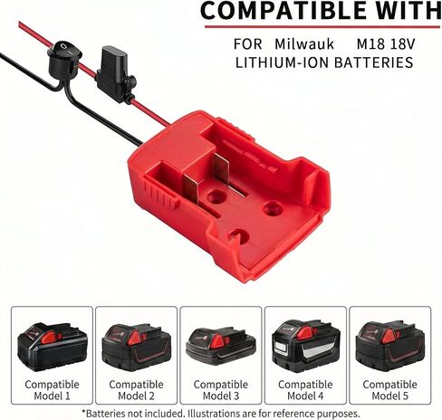 for Milwaukee M18 18V Battery Jump Starter Jumper Cable Adapter | Built-in safety fuse & switch avoid short circuit, stable power supply for DIY models in Kuwait