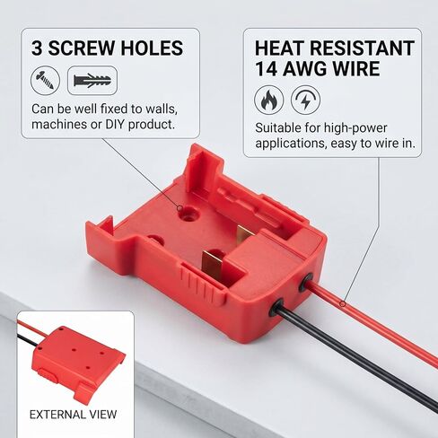 for Milwaukee M18 18V Battery Jump Starter Jumper Cable Adapter | Built-in safety fuse & switch avoid short circuit, stable power supply for DIY models in Kuwait