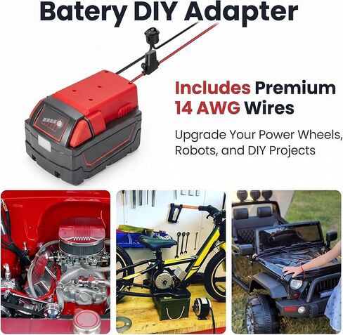 for Milwaukee M18 18V Battery Jump Starter Jumper Cable Adapter | Built-in safety fuse & switch avoid short circuit, stable power supply for DIY models in Kuwait