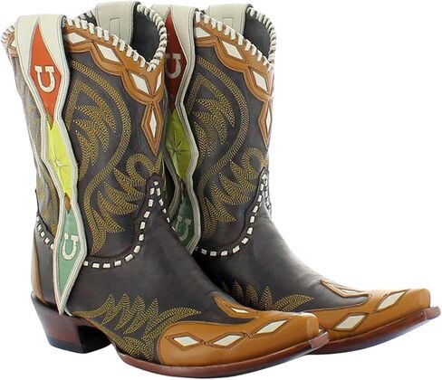 Old Gringo Women's Double D Atomic Ranch Boots, Mid-Century Modern Design, 9.5" Shaft, Black/Tan in Kuwait