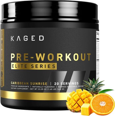 Kaged Pre Workout Elite Stim Free Powder | Orange Mango | Pre-Workout with Creatine, Beta Alanine, L-Citrulline, BCAAs | Caffeine Free | Pre Supplements for Men & Women | 20 Servings in Saudi Arabia