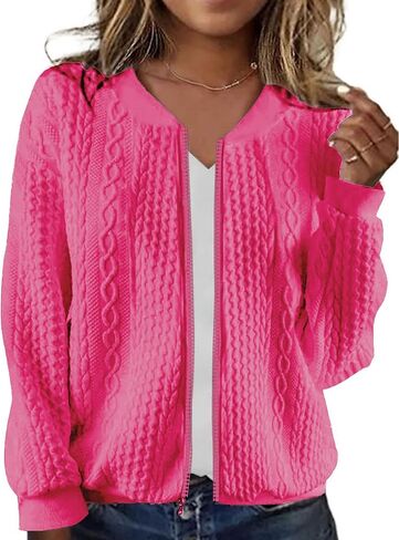 Zip Up Sweatshirts for Women Casual Outfits Cardigan Outerwear Trendy Winter Jackets Coat in Saudi Arabia