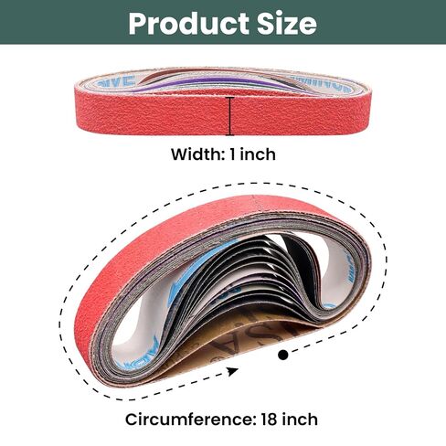 16 Pcs 1 x 18 Inch Knife Sharpener Sanding Belts, 1x18 Sanding Belts for Work Sharp Ken Onion Blade Grinder Attachment, 80/120/240/400/600/1000/2500/5000 Grit Knife Sharpening Belts in Kuwait