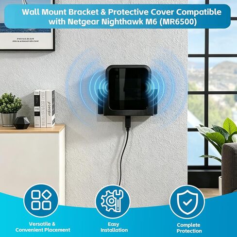 Wall Mount Bracket & Protective Cover Compatible with Netgear Nighthawk M6 (MR6500) - WiFi Router Housing for Home Office in Kuwait
