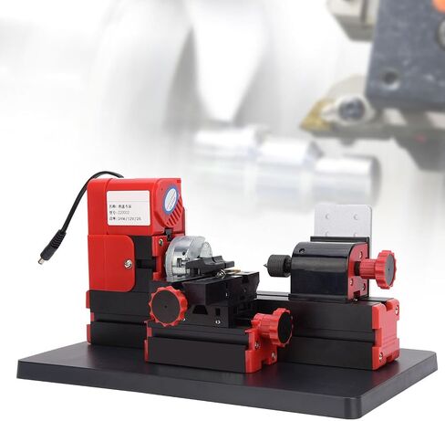 HUIOP Mini Metal Lathe, 20000rpm 24W Motorized Lathe Machine, Process up to 20mm Diameter, high Speed Steel Turning Tool for Wood, Engineering Plastics with Overheat Protection, S in Kuwait