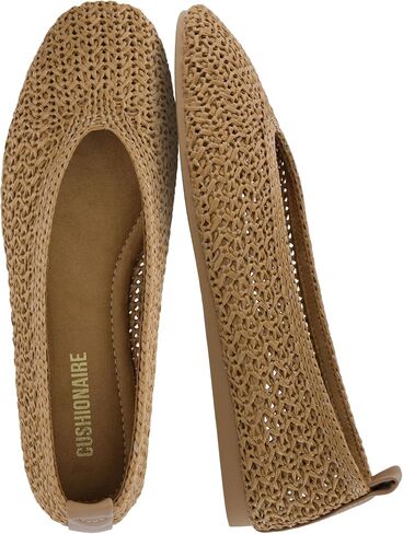 CUSHIONAIRE Gilt Woven Ballet Flats for Women, Lightweight Knit Flats with Memory Foam and Pull On Tab in Kuwait