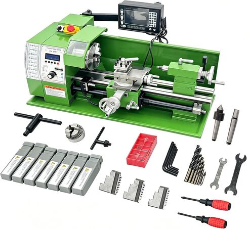 8"x16" Metal Lathe Precision Benchtop Lathe with Digital Readout 0.005mm, Variable Speed 50-2500rpm, Auto Feed & Electronic Gear Change for Small Workshop/DIY/Teaching/Repair 110V in Kuwait