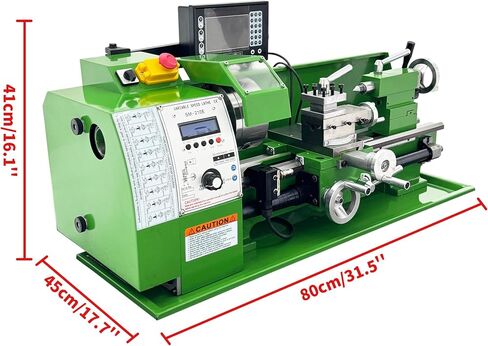 INTSUPERMAI 8"x16" Metal Lathe 1100W 110V | Electronic Gear Change, SM-210E 0.005mm DRO & Auto-Feed | Benchtop Precision Lathe for DIY, Workshop, Metalworking in Kuwait