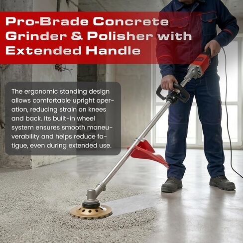 Electric Concrete Grinder & Polisher, 110V 6-Speed Heavy Duty Floor Grinder for Concrete, Cement & Wall Grinding, Rust, Paint & Coating Removal, 180mm Diamond Disc & 200mm Wire Brush in Kuwait