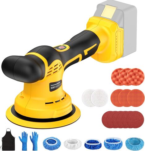 Cordless Car Buffer Polisher kit, 9 Speed Orbital Polisher, 6 Inch Compatible with DEWALT 20V Battery(No Battery),1800-7200RPM, for Car Boat Waxing/Scratch in Kuwait