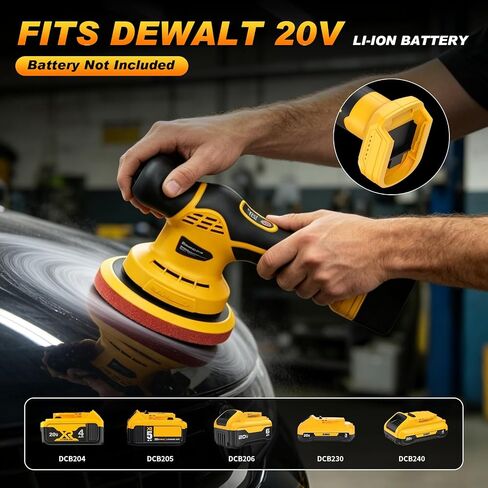 Cordless Car Buffer Polisher kit, 9 Speed Orbital Polisher, 6 Inch Compatible with DEWALT 20V Battery(No Battery),1800-7200RPM, for Car Boat Waxing/Scratch in Kuwait