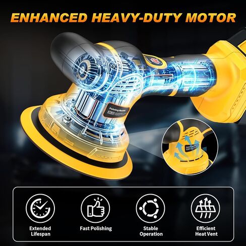 Cordless Car Buffer Polisher kit, 9 Speed Orbital Polisher, 6 Inch Compatible with DEWALT 20V Battery(No Battery),1800-7200RPM, for Car Boat Waxing/Scratch in Kuwait