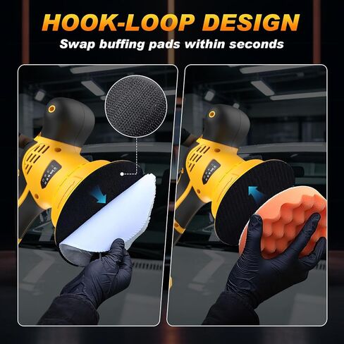 Cordless Car Buffer Polisher kit, 9 Speed Orbital Polisher, 6 Inch Compatible with DEWALT 20V Battery(No Battery),1800-7200RPM, for Car Boat Waxing/Scratch in Kuwait