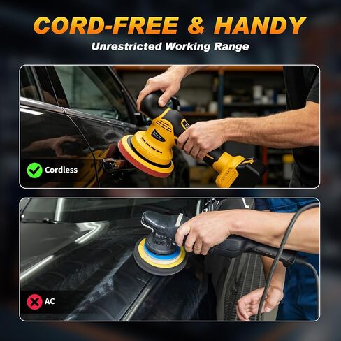 Cordless Car Buffer Polisher kit, 9 Speed Orbital Polisher, 6 Inch Compatible with DEWALT 20V Battery(No Battery),1800-7200RPM, for Car Boat Waxing/Scratch in Kuwait