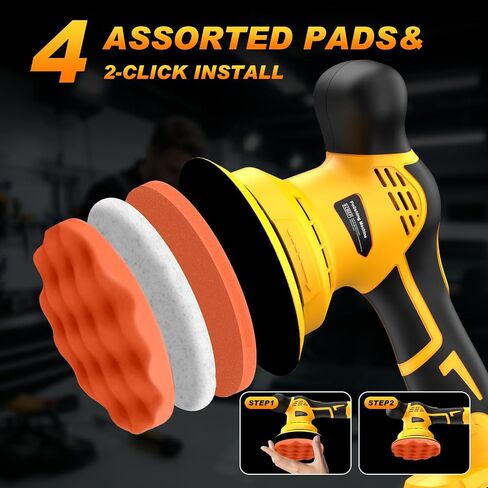 Cordless Car Buffer Polisher kit, 9 Speed Orbital Polisher, 6 Inch Compatible with DEWALT 20V Battery(No Battery),1800-7200RPM, for Car Boat Waxing/Scratch in Kuwait