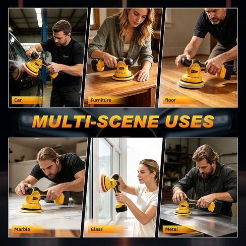 Cordless Car Buffer Polisher kit, 9 Speed Orbital Polisher, 6 Inch Compatible with DEWALT 20V Battery(No Battery),1800-7200RPM, for Car Boat Waxing/Scratch in Kuwait