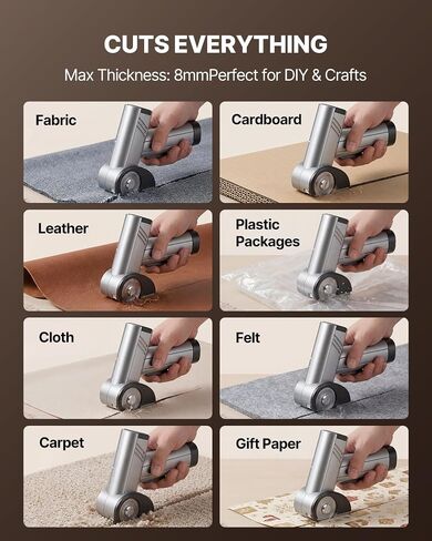 4-Speed Cordless Electric Box Cutter for Cardboard and Fabric | 4-speed versatile rotary cutter. Effortlessly cuts fabric & boxes up to 1/4" thick. Includes 3 blades, LED & hard case in Kuwait