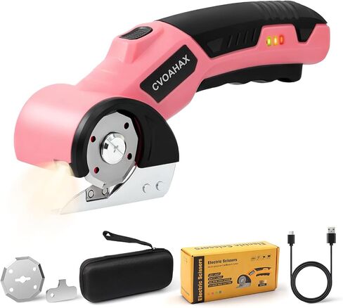4.2V Cordless Electric Scissors Box Cutter | Rechargeable Electric Scissors with 2 Rotary Blades, 3000mAh Battery Cardboard Cutter for Carton Carpet Plastic Fabric in Kuwait