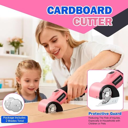 4.2V Cordless Electric Scissors Box Cutter | Rechargeable Electric Scissors with 2 Rotary Blades, 3000mAh Battery Cardboard Cutter for Carton Carpet Plastic Fabric in Kuwait
