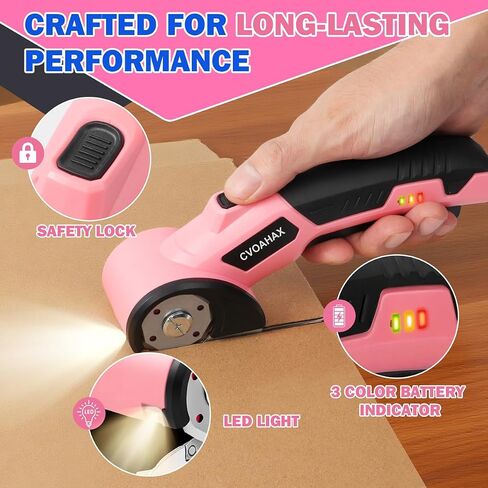 4.2V Cordless Electric Scissors Box Cutter | Rechargeable Electric Scissors with 2 Rotary Blades, 3000mAh Battery Cardboard Cutter for Carton Carpet Plastic Fabric in Kuwait