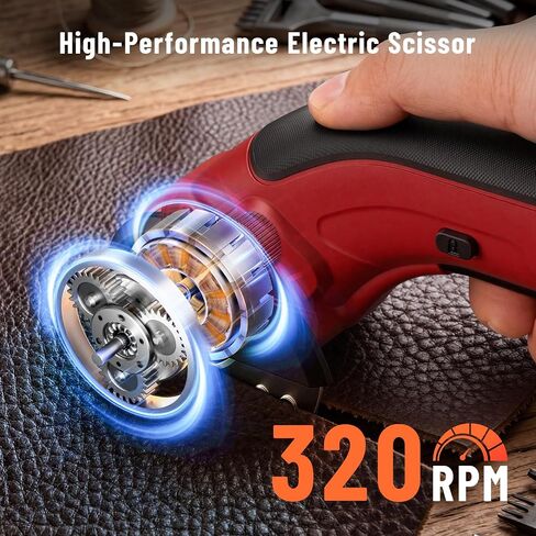 Katerk 4.4V Cordless Electric Scissors, Cardboard Cutter Electric with 2pcs Blade, USB-Rechargeable Powerful Fabric Cutter, Power Shears, Electric Scissors for Cardboard, Leather, Carpet, Plastic,Felt in Kuwait