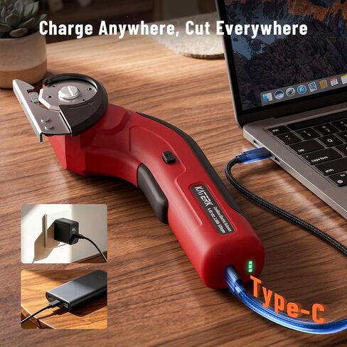 Katerk 4.4V Cordless Electric Scissors, Cardboard Cutter Electric with 2pcs Blade, USB-Rechargeable Powerful Fabric Cutter, Power Shears, Electric Scissors for Cardboard, Leather, Carpet, Plastic,Felt in Kuwait