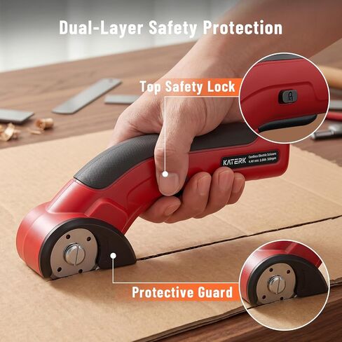 Katerk 4.4V Cordless Electric Scissors, Cardboard Cutter Electric with 2pcs Blade, USB-Rechargeable Powerful Fabric Cutter, Power Shears, Electric Scissors for Cardboard, Leather, Carpet, Plastic,Felt in Kuwait