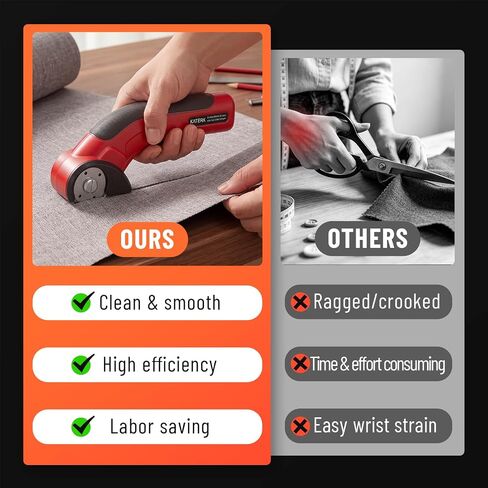 Katerk 4.4V Cordless Electric Scissors, Cardboard Cutter Electric with 2pcs Blade, USB-Rechargeable Powerful Fabric Cutter, Power Shears, Electric Scissors for Cardboard, Leather, Carpet, Plastic,Felt in Kuwait