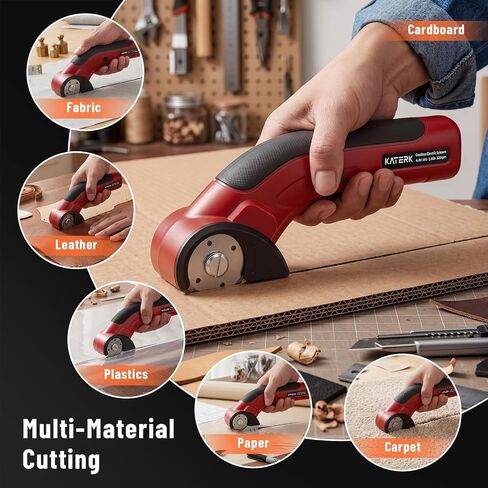 Katerk 4.4V Cordless Electric Scissors, Cardboard Cutter Electric with 2pcs Blade, USB-Rechargeable Powerful Fabric Cutter, Power Shears, Electric Scissors for Cardboard, Leather, Carpet, Plastic,Felt in Kuwait