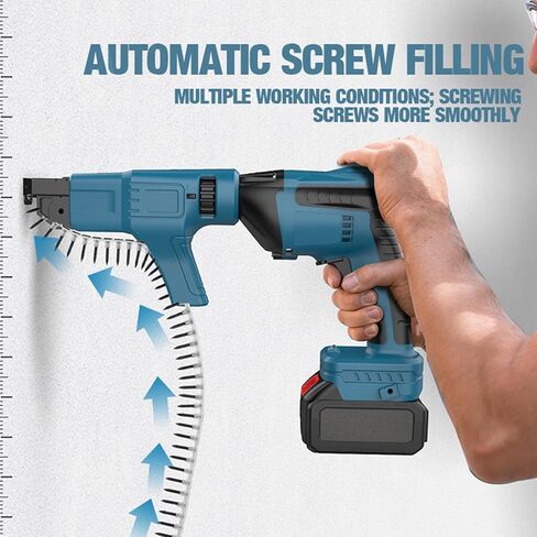 Sorandy Cordless Drywall Screw Gun, Brushless Automatic Feed Chain Screwdriver Set, with 4.0Ah Battery and Storage Box, 360 Degree Rotating Head, for Construction and Renovation in Kuwait