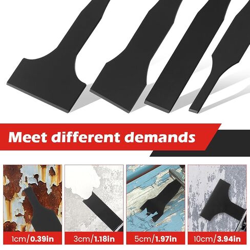 4pcs Reciprocating Saw Scraper Blade, High Carbon Steel Blades for Flooring, Paint & Glue Removal (10/30/50/100mm), Compatible with Most Saber Saws, Rustproof & Durable‌(Color:Black) in Kuwait