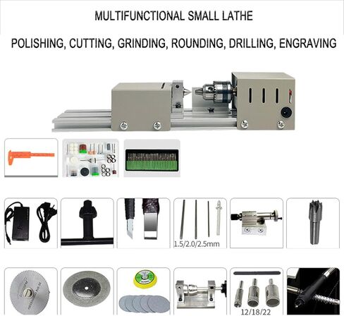 Mini Lathe Polisher Machine, Multifunctional Metal Small Lathe for DIY Wood Model Making, Drilling,Grinding Wood and Stone in Kuwait