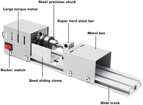 Mini Lathe Polisher Machine, Multifunctional Metal Small Lathe for DIY Wood Model Making, Drilling,Grinding Wood and Stone in Kuwait