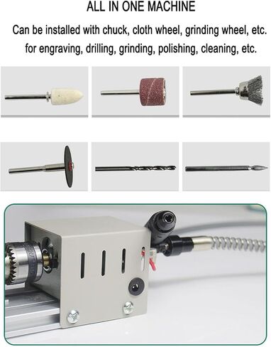 Mini Lathe Polisher Machine, Multifunctional Metal Small Lathe for DIY Wood Model Making, Drilling,Grinding Wood and Stone in Kuwait