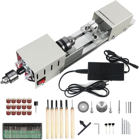 Mini Lathe Machine for DIY Wood Model Making, Drilling, and Grinding with 6-in-1 Functionality in Kuwait