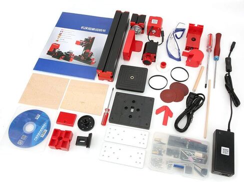 4 in 1 Mini Motorized Lathe Machine, Multi functional DIY Woodworking Tool with Wire Saw, Wood Lathe, Sander, Hand held Machine, for Home & School Model Making in Kuwait