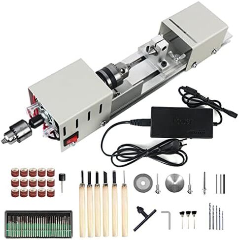 Mini Lathe Machine for DIY Wood and Metal Projects, 6 in 1 Multi-Functional Tool for Carving, Grinding, Drilling, and Bead Making in Kuwait