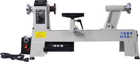 12 x 18 Inch Benchtop Wood Lathe Machine, 3/4 HP Corded Electric Woodturning Lathe with Infinitely Variable Speed 650-3800 RPM, Digital RPM Display, Adjustable Tailstock, Steel, Gray in Kuwait