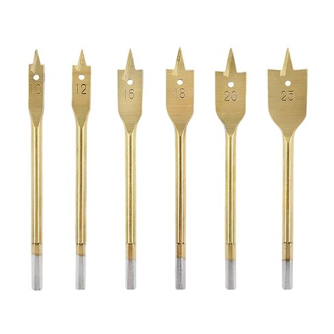 6PCS Titanium Coated Carbon Steel Spade Drill Bits 3/8-inch Woodworking Flat Head Drill Bits Hole Saws Woodworking Specialized Suitable for DIY Home Improvement and Repairs in Kuwait
