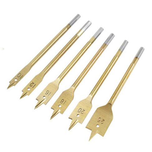 6PCS Titanium Coated Carbon Steel Spade Drill Bits 3/8-inch Woodworking Flat Head Drill Bits Hole Saws Woodworking Specialized Suitable for DIY Home Improvement and Repairs in Kuwait