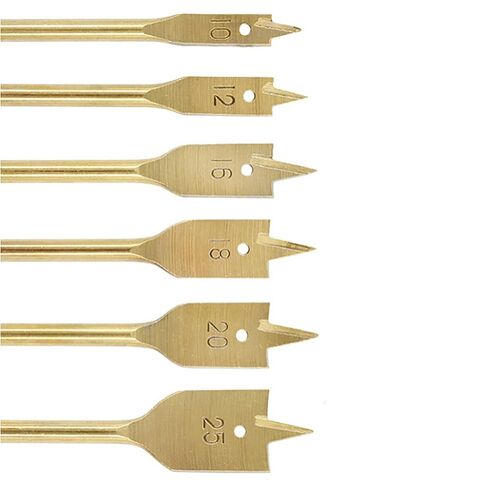 6PCS Titanium Coated Carbon Steel Spade Drill Bits 3/8-inch Woodworking Flat Head Drill Bits Hole Saws Woodworking Specialized Suitable for DIY Home Improvement and Repairs in Kuwait