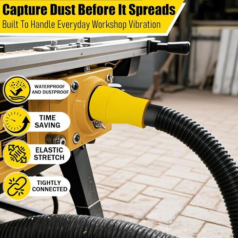 Elastic Silicone Table Saw Vacuum Adapter Connecting 2 1/2" Table Saw Outlet Connected to 1 7/8" Shop Vac Hose for DWE7491RS DWE7491 Table Saw Dust Collector | Also compatible with most other table saws equipped with a standard 2.56 in interface. in Kuwait