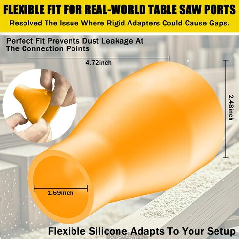 Elastic Silicone Table Saw Vacuum Adapter Connecting 2 1/2" Table Saw Outlet Connected to 1 7/8" Shop Vac Hose for DWE7491RS DWE7491 Table Saw Dust Collector | Also compatible with most other table saws equipped with a standard 2.56 in interface. in Kuwait