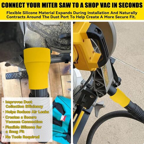 Elastic Silicone Table Saw Vacuum Adapter Connecting 2 1/2" Table Saw Outlet Connected to 1 7/8" Shop Vac Hose for DWE7491RS DWE7491 Table Saw Dust Collector | Also compatible with most other table saws equipped with a standard 2.56 in interface. in Kuwait