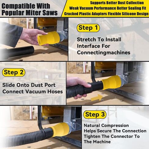 Elastic Silicone Table Saw Vacuum Adapter Connecting 2 1/2" Table Saw Outlet Connected to 1 7/8" Shop Vac Hose for DWE7491RS DWE7491 Table Saw Dust Collector | Also compatible with most other table saws equipped with a standard 2.56 in interface. in Kuwait