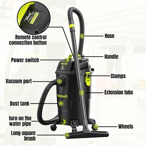 CVL30-RC 8 Gallon Dust Extractor with Remote Control 5.5 Peak HP Shop Vacuum Wet Dry Vacuum Cleaner with HEPA Filter, Dust Bag for Woodworking, Garage, Workshop and Home Cleaning in Kuwait